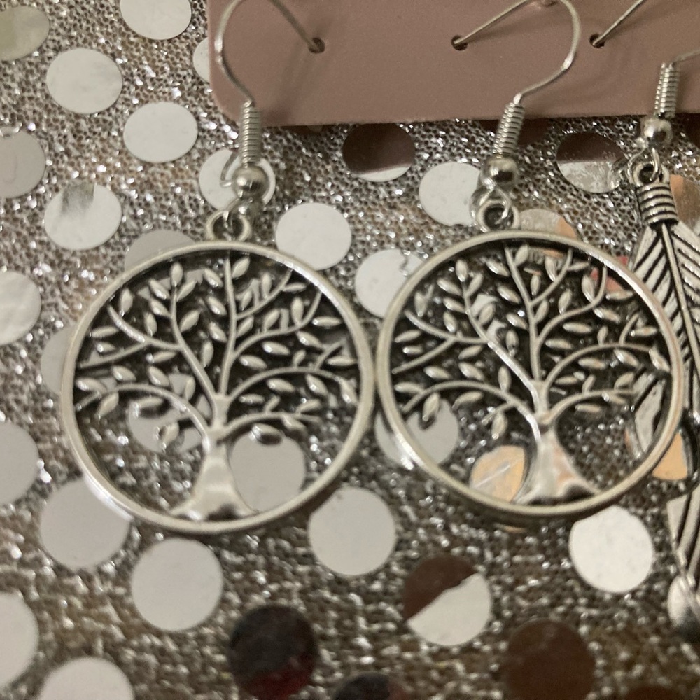 Earring bundle 6 pair boho silver and blue turquoise - Picture 2 of 6